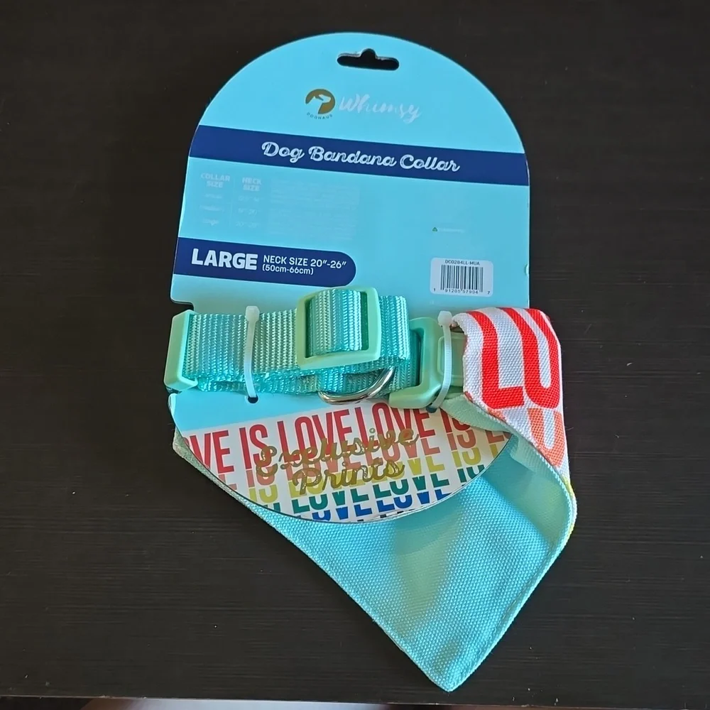 Whimsy Dog Bandana Collar Size Large Love is Love NWT‎